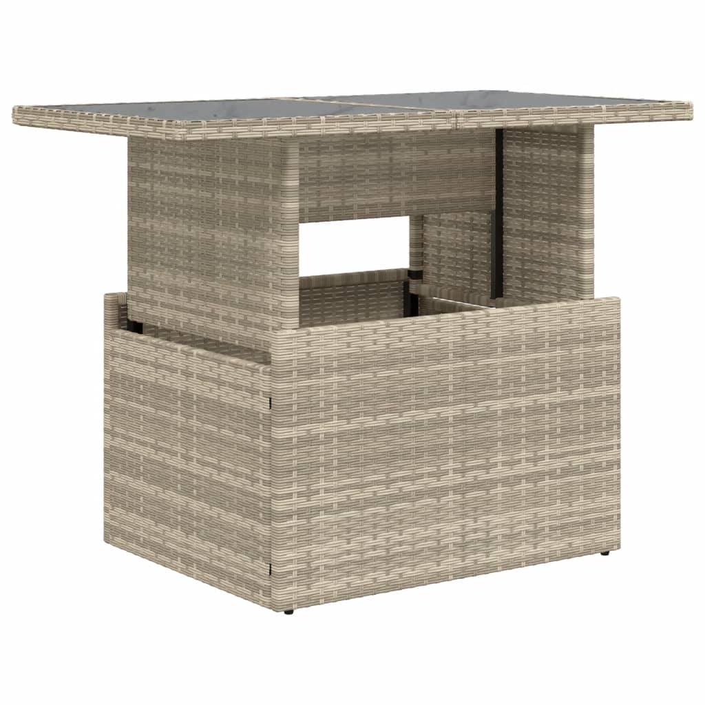 Vidaxl tuintafel met glazen blad 100x55x73 cm poly rattan lichtgrijs