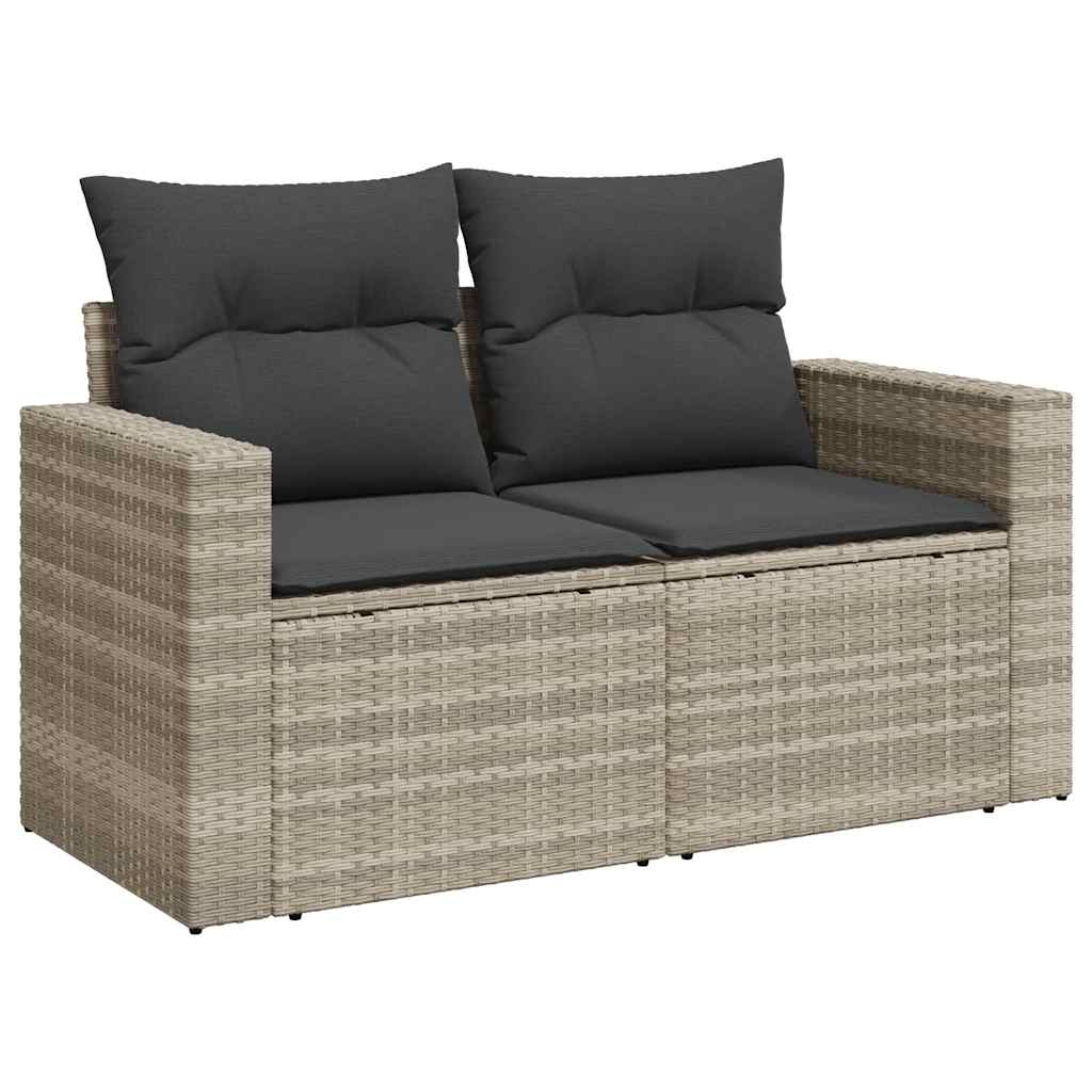 Vidaxl tuinbank 2-zits met kussens poly rattan lichtgrijs