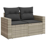 Vidaxl tuinbank 2-zits met kussens poly rattan lichtgrijs