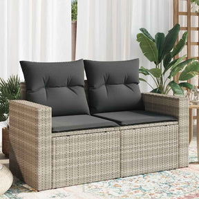 Vidaxl tuinbank 2-zits met kussens poly rattan lichtgrijs