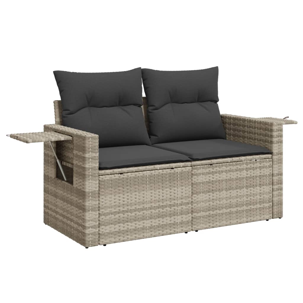 Vidaxl tuinbank 2-zits met kussens poly rattan lichtgrijs
