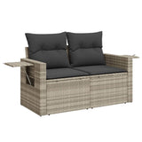 Vidaxl tuinbank 2-zits met kussens poly rattan lichtgrijs