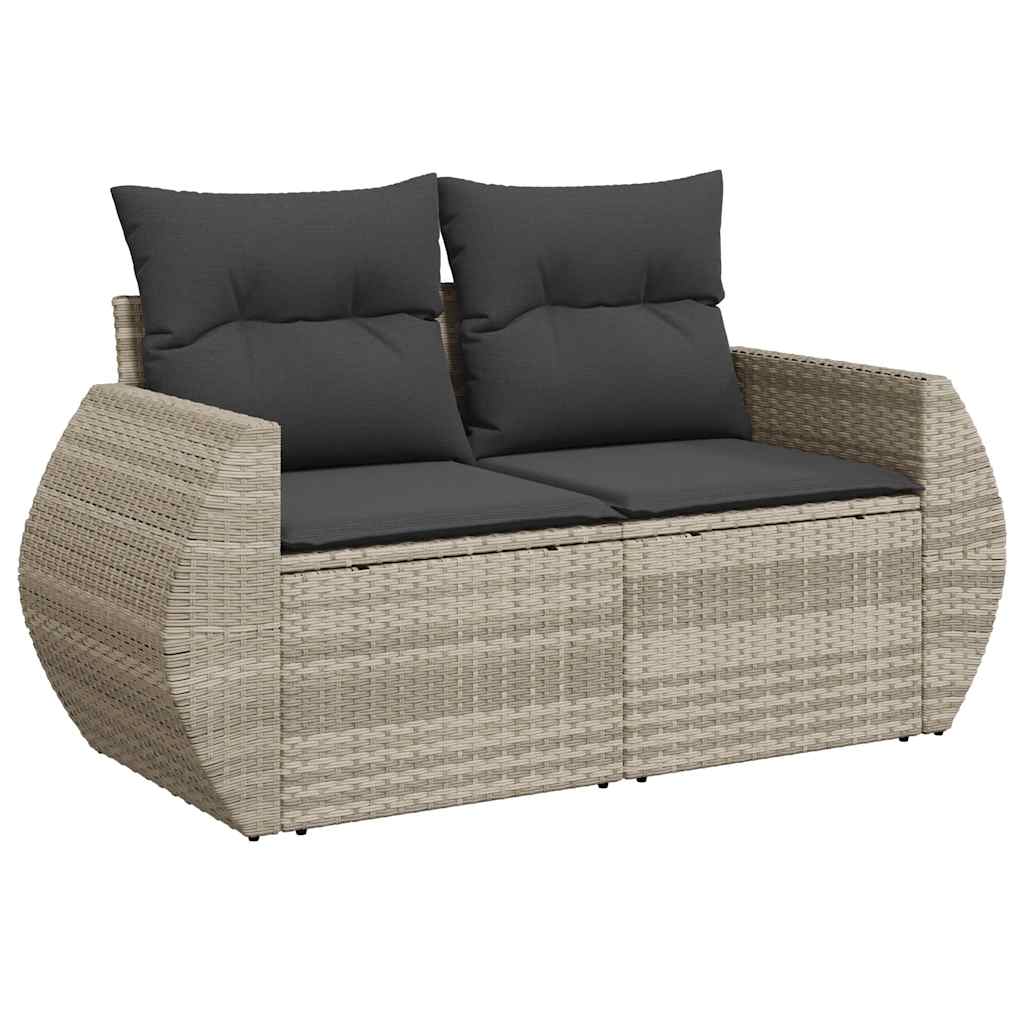 Vidaxl tuinbank 2-zits met kussens poly rattan lichtgrijs