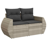 Vidaxl tuinbank 2-zits met kussens poly rattan lichtgrijs