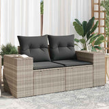 Vidaxl tuinbank 2-zits met kussens poly rattan lichtgrijs