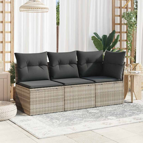 Vidaxl tuinstoel zonder armleuning met kussens poly rattan lichtgrijs