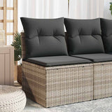Vidaxl tuinstoel zonder armleuning met kussens poly rattan lichtgrijs