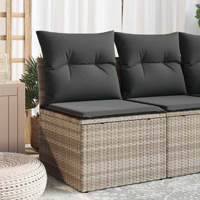 Vidaxl tuinstoel zonder armleuning met kussens poly rattan lichtgrijs