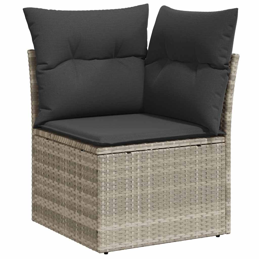Vidaxl tuinhoekbank met kussens poly rattan lichtgrijs