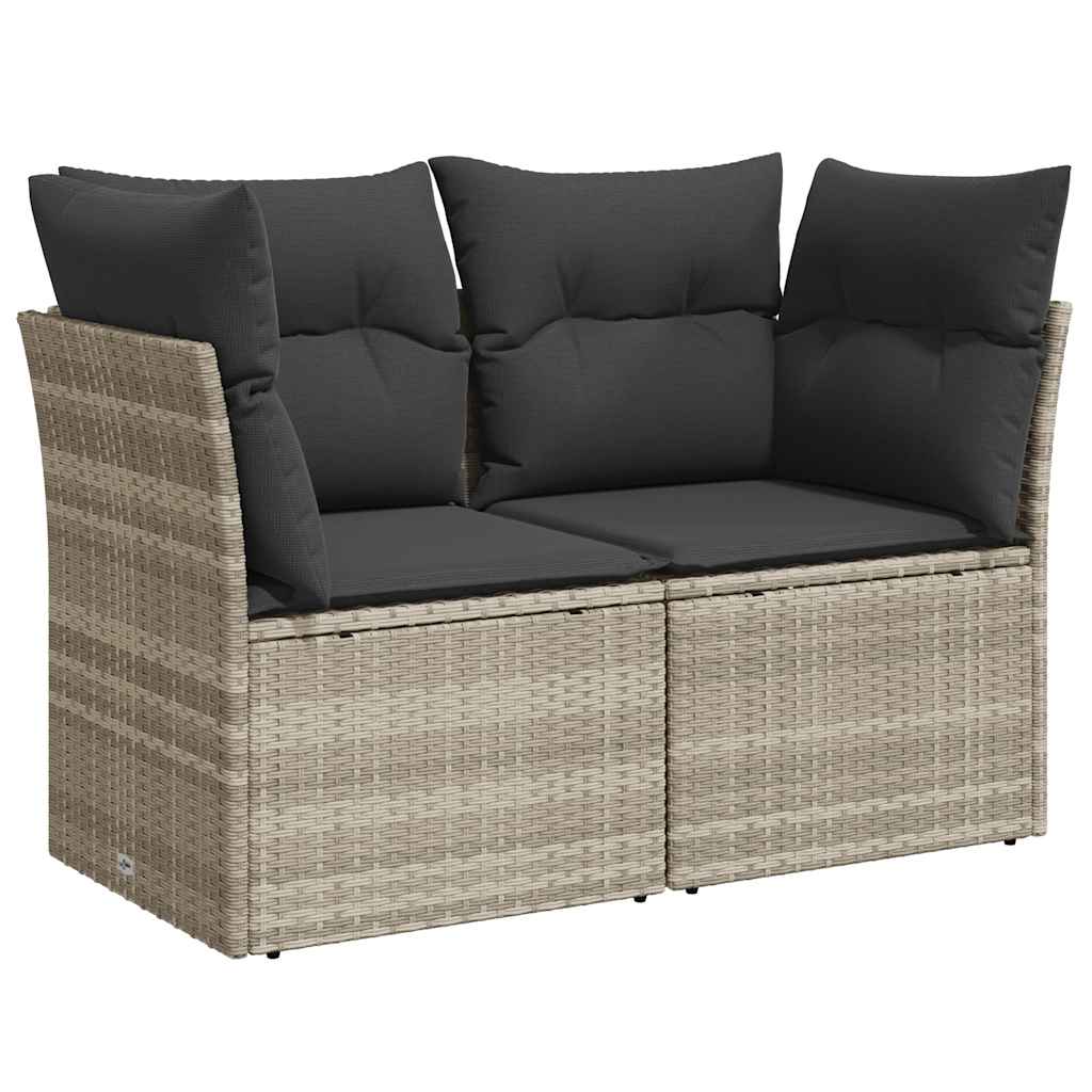 Vidaxl tuinbank 2-zits met kussens poly rattan lichtgrijs