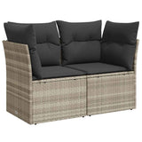 Vidaxl tuinbank 2-zits met kussens poly rattan lichtgrijs