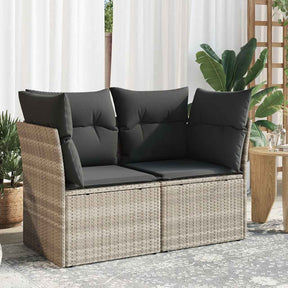 Vidaxl tuinbank 2-zits met kussens poly rattan lichtgrijs
