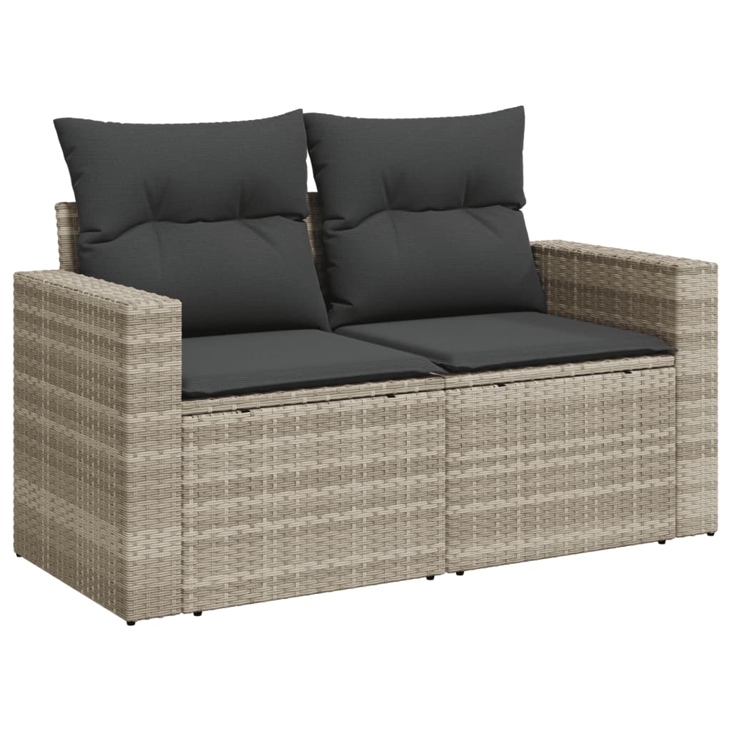 Vidaxl tuinbank 2-zits met kussens poly rattan lichtgrijs