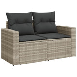 Vidaxl tuinbank 2-zits met kussens poly rattan lichtgrijs