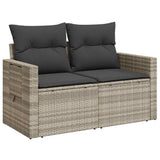 Vidaxl tuinbank 2-zits met kussens poly rattan lichtgrijs