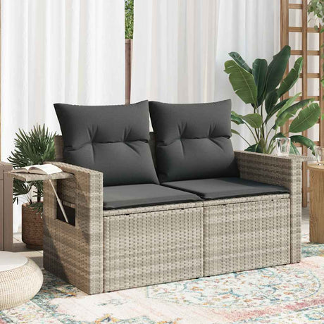 Vidaxl tuinbank 2-zits met kussens poly rattan lichtgrijs