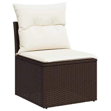 Vidaxl tuinbank zonder armleuning met kussens poly rattan bruin