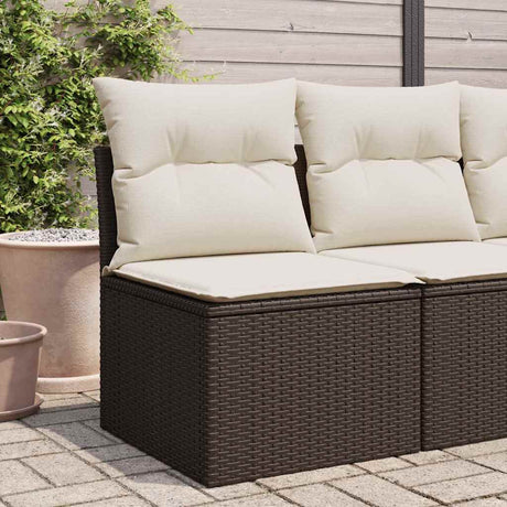 Vidaxl tuinbank zonder armleuning met kussens poly rattan bruin