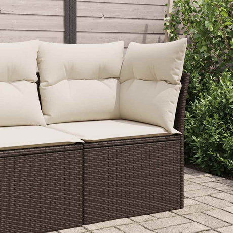Vidaxl tuinhoekbank met kussens poly rattan bruin