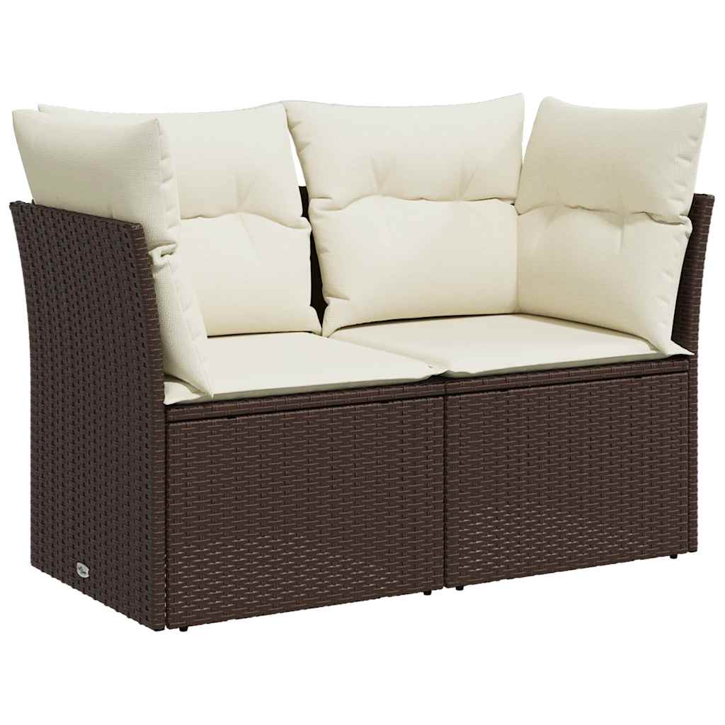 Vidaxl tuinbank 2-zits met kussens poly rattan bruin
