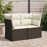 Vidaxl tuinbank 2-zits met kussens poly rattan bruin