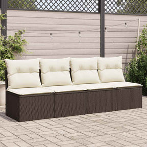Vidaxl tuinbank 4-zits met kussens poly rattan bruin
