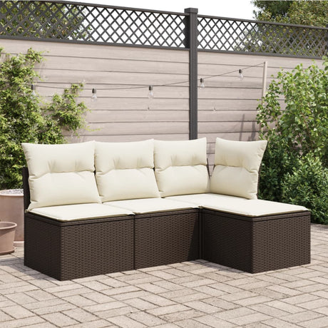 Vidaxl tuinkruk met kussen 55x55x37 cm poly rattan bruin