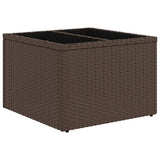 Vidaxl tuintafel met glazen blad 55x55x37 cm poly rattan bruin