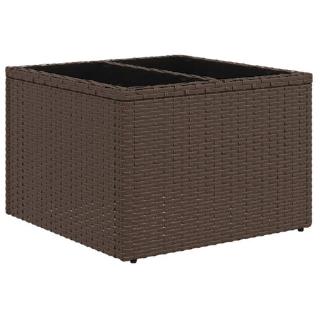Vidaxl tuintafel met glazen blad 55x55x37 cm poly rattan bruin
