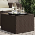 Vidaxl tuintafel met glazen blad 55x55x37 cm poly rattan bruin