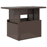 Vidaxl tuintafel met glazen blad 100x55x73 cm poly rattan bruin