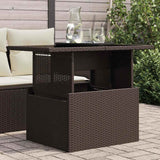 Vidaxl tuintafel met glazen blad 100x55x73 cm poly rattan bruin