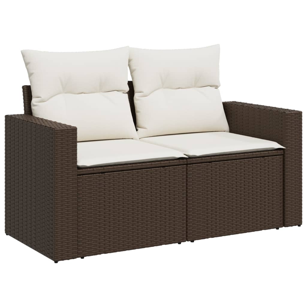 Vidaxl tuinbank 2-zits met kussens poly rattan bruin