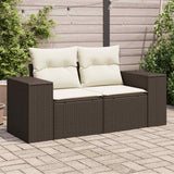 Vidaxl tuinbank 2-zits met kussens poly rattan bruin