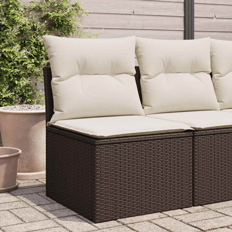 Vidaxl tuinstoel zonder armleuning met kussens poly rattan bruin