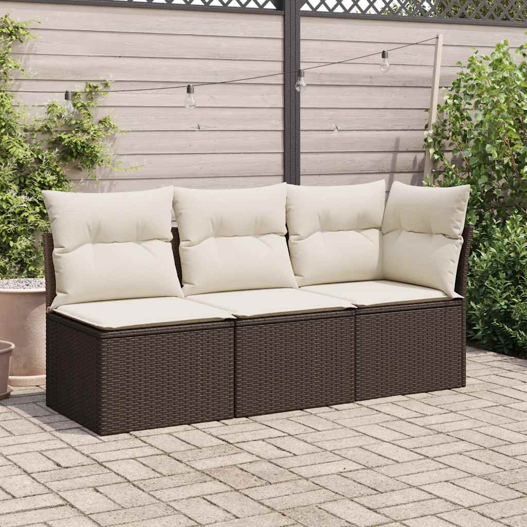 Vidaxl tuinhoekbank met kussens poly rattan bruin