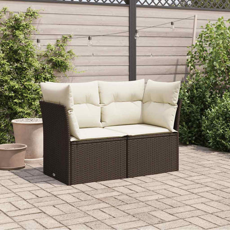 Vidaxl tuinbank 2-zits met kussens poly rattan bruin