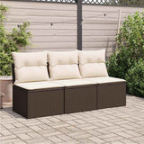 Vidaxl tuinbank 3-zits met kussens poly rattan bruin