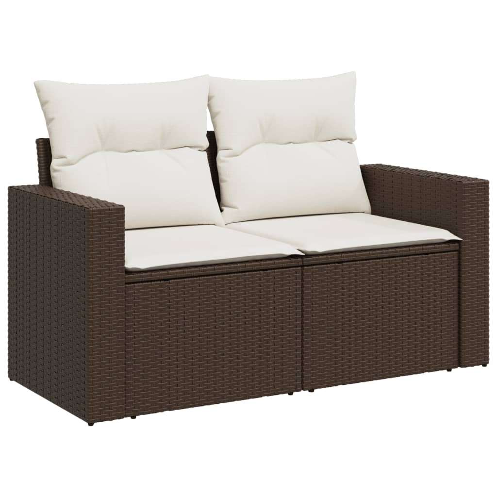 Vidaxl tuinbank 2-zits met kussens poly rattan bruin