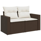 Vidaxl tuinbank 2-zits met kussens poly rattan bruin