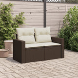 Vidaxl tuinbank 2-zits met kussens poly rattan bruin