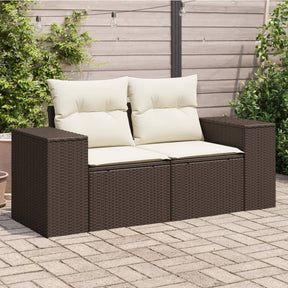 Vidaxl tuinbank 2-zits met kussens poly rattan bruin