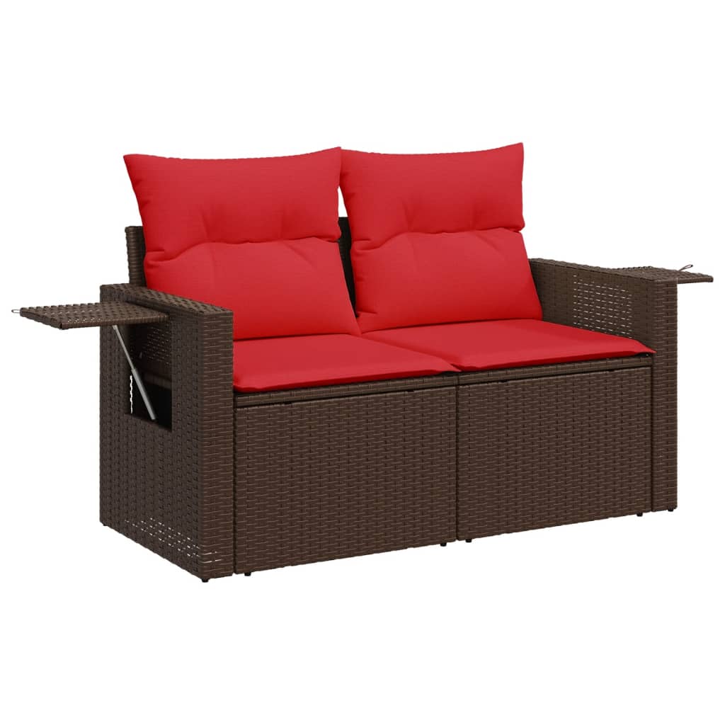 Vidaxl tuinbank met kussens 2-zits poly rattan bruin
