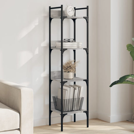 Vidaxl boekenkast 4-laags 35x30x138,5 cm bewerkt hout grijs sonoma