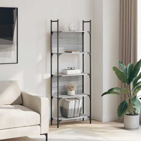 Vidaxl boekenkast 5-laags 60,5x24x166,5 cm bewerkt hout grijs sonoma