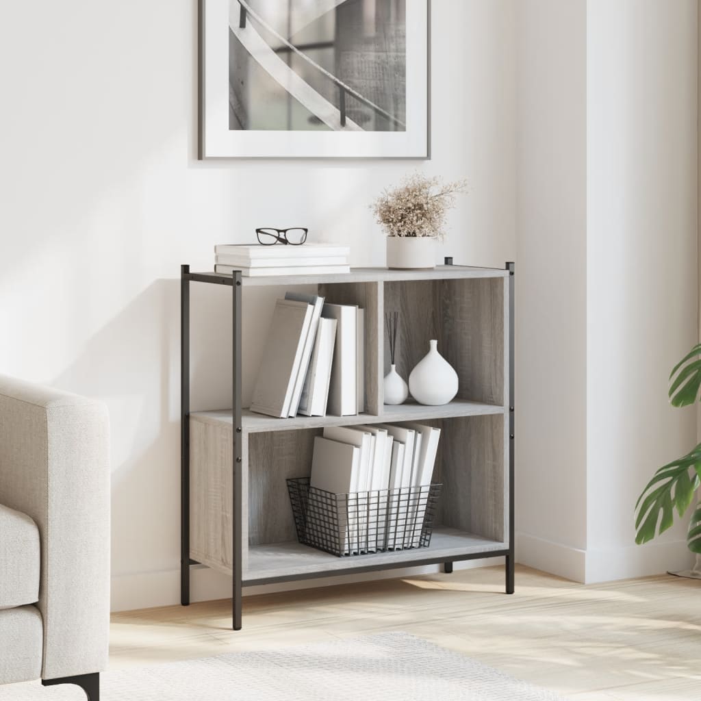 Vidaxl boekenkast 72x28x77,5 cm bewerkt hout grijs sonoma eikenkleur