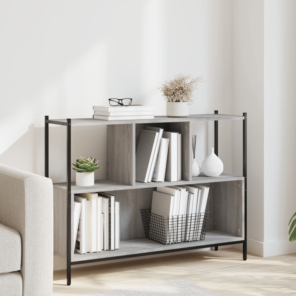 Vidaxl boekenkast 102x28x77,5 cm bewerkt hout grijs sonoma eikenkleur