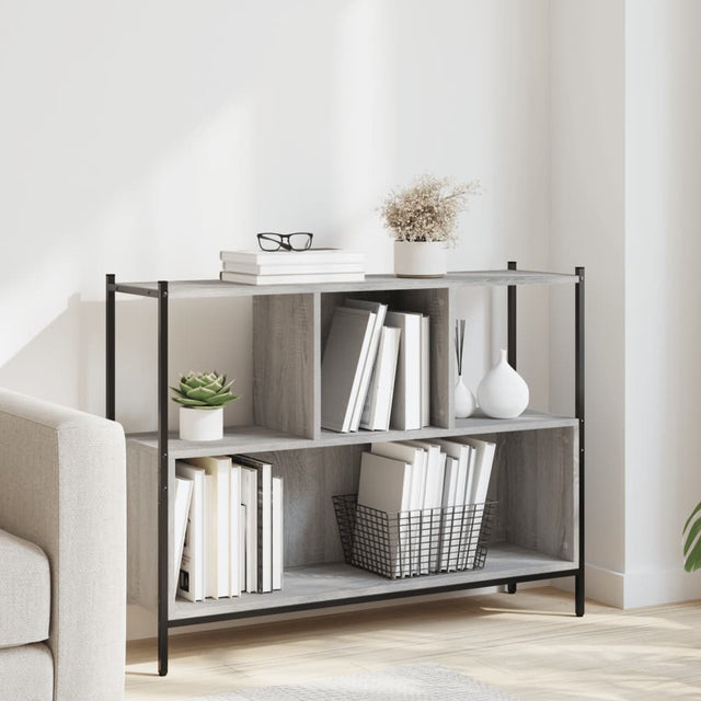 Vidaxl boekenkast 102x28x77,5 cm bewerkt hout grijs sonoma eikenkleur