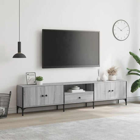 Vidaxl tv-meubel met lade 200x25x44 cm bewerkt hout grijs sonoma eiken