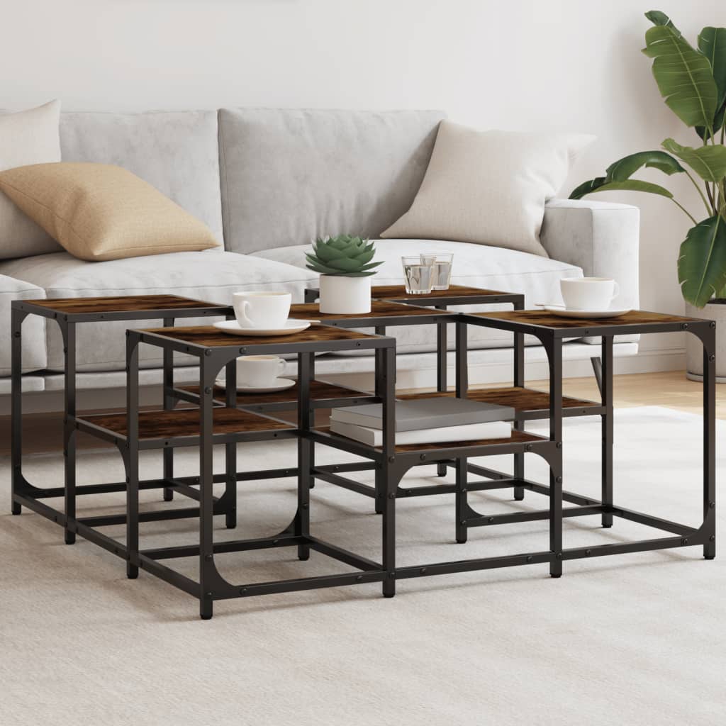 Vidaxl salontafel 91x91x40 cm bewerkt hout gerookt eikenkleurig